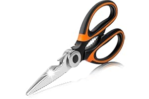 BISNIE Ciseaux Cuisine Robustes, Ciseaux de Cuisine cranteur multiusage en Acier Inoxydable Sharp Professionnel Nouveaux avec Couvercle de Lame pour Poulet, Poisson, Viande, légumes, Herbes, os, Noix