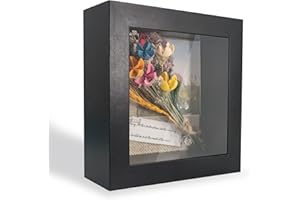 GraduationMall 13x13cm 3D Marco de Fotos Negro,Caja de Sombra,Profundidad Interior de 3.8cm,para Alfileres/Medallas/Fotos/Caja de Memoria
