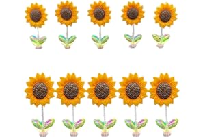 KOLZEMV Lot de 10 mini décorations de tableau de bord de voiture, Tournesol Tête secouante deco rétroviseur de bord Pour tableau de bord de voiture intérieur maison bureau