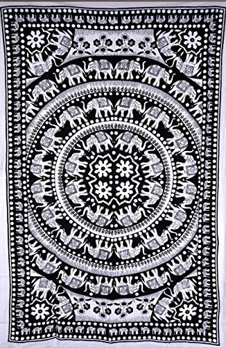 Elephant Black &amp; White Tapestry , Hippie Tapestries , Bohemian Boho Tapestry , Dorm Tapestry ,Wall Tapestries, Tapestry Wall Hanging- AndExports