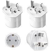 3 Pieces UK Plug Adapter, Spanish to English Plug Adapter, Type G, 2-Pin Europe to 3-Pin UK Travel Child Safety for Qatar, Ir