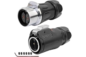 CNLINKO LP-24 Conector Impermeable de 2 Pines con Diseño de Enroscado, IP68 Enchufe Circular de Aviación, Par de Enchufes Macho y Hembra M24 (LP24 2-Pin con Roscado)