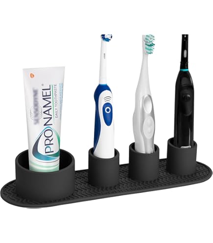 Portaspazzolino Elettrico Per Oral B Con 2 Portatestine - Organizer Da Bagno Nero Per Serie IO/PRO/DB
