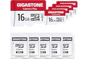 GIGASTONE Tarjeta de Memoria MicroSDHC de 16GB, Paquete de 5, Camera Plus, Velocidad de hasta 85 MB/s, Ideal para Video Full HD, Cámara y Drone, U1 C10, con Mini Estuche