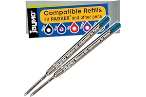 COTTAGE MILLS Jaymo - 2 - Reemplazo de tinta de gel para bolígrafos, compatible con Parker, Escritura fluida en tinta alemana y punta mediana 0,7mm, azul