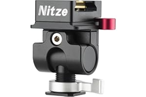 Nitze Supporto per Monitor Fotocamera, Camera Monitor Mount con QR Cold Shoe Adapter and QR NATO Morsetto, Monitor Holder con Rotazione a 360° e Inclinazione a 180° per Monitor da 5" e 7" - N54-H5