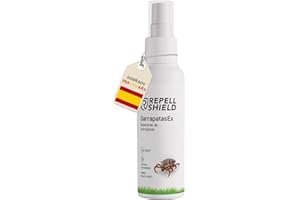 RepellShield® Spray Repelente Garrapatas Humanos y Pulgas - 100ml - Uso Interior y Exterior - Aplicar a Ropa, Sofá, Jardín - No Mancha - Alternativa Natural al Insecticida Pulgas - Antimosquitos