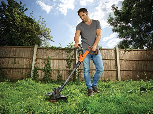 Black+Decker 18V 2.0Ah Rasentrimmer AFS Reflex Fadenverlängerung, inkl. Akku und Ladegerät, 28cm Schnittbreite, verstellbarer Zweithandgriff, Einzelfaden 9m/1.6mm, STC1820PC, schwarz orange - 2