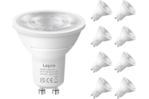 Lepro GU10 LED Bulbs, Cool White 6500K, 630LM, 6W (80W Equivalent), 38° Beam Angle, Energy Saving Spotlight Bulbs, Non-Dimmable, 8 Packs