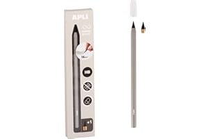 APLI 19802 - Matita infinita con corpo grigio, matita eterna senza inchiostro con mina di ricambio