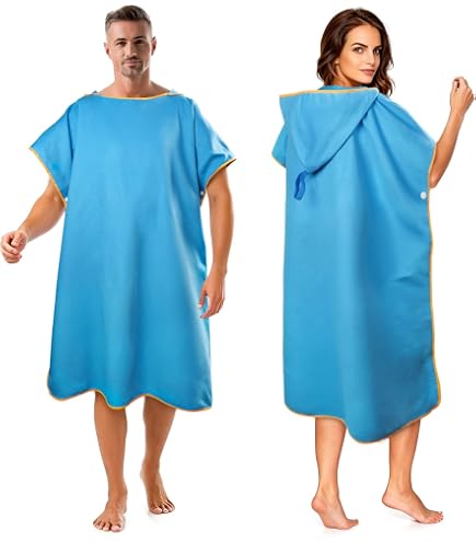 AUYAO Poncho de Plage Adulte, 110 * 78 cm Peignoir de Bain avec Poche pour Homme Femme, Peignoir Rapid Séchage et Léger, Serviette de Surf avec Capuche pour Plage Natation Plongée(Bleu Clair AUYAO Poncho de Plage Adulte, 110 * 78 cm Peignoir de Bain avec Poche pour Homme Femme, Peignoir Rapid Séchage et Léger, Serviette de Surf avec Capuche pour Plage Natation Plongée(Bleu Clair