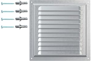 DEMLOU Antykorozyjna Kratka Wentylacyjna z Galwanizowanej Stali z Siatką | Wytrzymały Metalowy Wlot Powietrza do Wewnętrznego i Zewnętrznego Użytku | Ochronna Kratka Wentylacyjna. (200 x 200 mm)