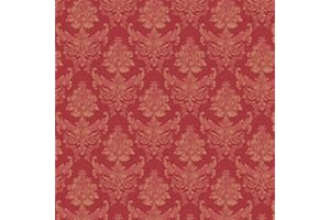 MyTinyWorld Pack of 5 Dolls House Light Red on Red Leaf Damask Wallpaper Sheets