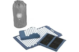 ‎BODHI Bodhi VITAL Akupressurmatte Deluxe-Set SPIKY | Massagematte im günstigen Set mit Kissen, Fußmatte & Tasche | Entspannungensmatte gegen Nacken und Rückenschmerzen | Nadelkissen für Füße | blau