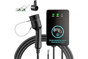 EVJUICION 7.4kW Borne de Recharge Vehicule Electrique, Station de Recharge Domestique, Wallbox pour Véhicules Électriques Monophasé, 32A, 5M, IEC 62196-2 (LED Voyant Lumineux | 2 Modes)