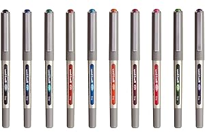 uni-ball - Uni Mitsubishi Pencil - 10 Stylos Eye Fine UB-157 - Stylos Rollers Encre Liquide - Pointe 0,7 mm - Écriture Medium - Assortiment de 8 Couleurs Différentes