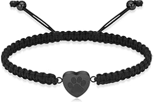 VCCWYQK Pfotenabdruck Herz-Urnen-Armband für Asche für Hund Katze Armreif Edelstahl Memorial Keepsake Urne Schmuck für Haustier Asche