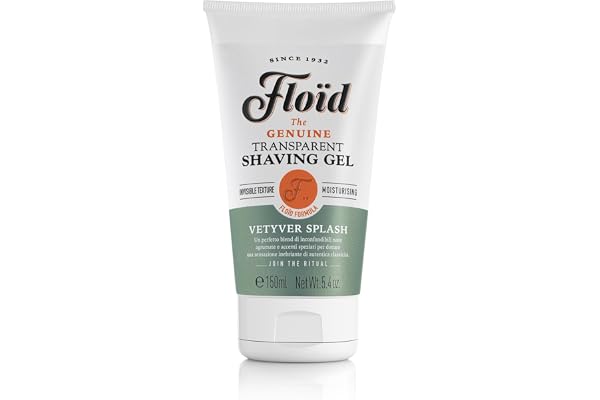 Floïd Gel de rasage Vetyver Splash (150 ml), Gel à raser pour homme à la glycérine pour protéger & hydrater la peau, Parfum énergisant