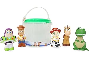 Disney Store Official Disney Store Official Set da gioco bagno Toy Story, 5 pz., con Buzz Lightyear, Rex e altri, secchiello con coperchio forato, set per vasca o piscina gonfiabile, dai 6 mesi in su