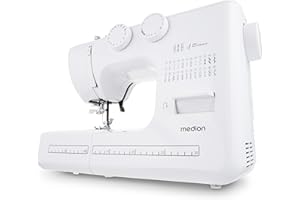 Macchina per cucire a braccio libero MEDION SM60 (60 watt, 60 punti diversi con asole, luce di cucitura a LED, infilatore automatico, pulsante di inversione, tagliafilo, MD10689) bianco