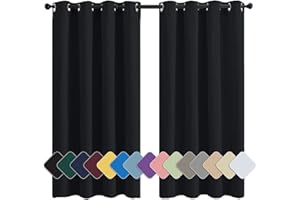 MENGH Schlafzimmer Gardinen Kindervorhänge Verdunkelnd Hochwertige Qualität Kälteschutz, für Schlafzimmer Kinderzimmer Wohnzimmer Schwarz 1 Stück, 120x120cm(HxB)