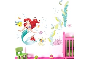 Esmee Marine Mermaid Girl's Bedroom Wall Decals Stickers Wall Stickers Peel and Stick Removable Wall Stickers for Kids Nursery Bedroom Lovely Bathroom Living Room