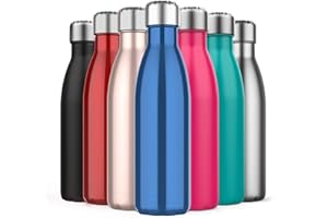 EMIUP 500ml Insulated Water Bottle, Double Wall Stainless Steel Vacuum Bottle Keep 24 Hours Cold & 18 Hours Hot - BPA Free for Outdoor Sports, Fitness, Hiking, Camping, Office,School (Dark Blue)