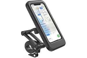 ProjectFont Uchwyt na telefon komórkowy rower i motocykl Wodoodporny uniwersalny pokrowiec na rower z 360° dotykowy ID twarzy jack audio kompatybilny smartfon 5,5"do 6,8" (czarny, L)