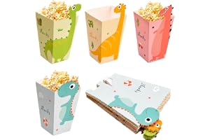 AURALIN Dinosaurie popcorn lådor 24 st, 3D popup, tack, snabb att montera