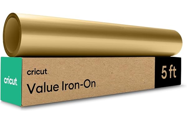 Cricut Rouleau Vinyle Thermocollant Or pour Tissus 30,5 CM x 1,5 m, Flex Thermocollant pour Tissus, Compatible avec toutes les machines Cricut (Or)