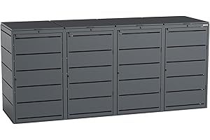 BIO Stefan Dagobert - Set di 4 scatole per bidoni della spazzatura da 240 litri, in acciaio zincato, robusto rivestimento per bidoni della spazzatura, utilizzabile come scatola per pacchetti, scatola