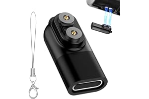 LIZOAK USB-C Ladeadapter Kompatibel mit LEDLENSER P&H Serie Stirnlampen, Magnetisches Ladegerät Ersatz für H5R H7R H15R H19R P18R ML6 P6R P7R P5R Taschenlampen, Typ-C Adapter mit Lanyard, Schwarz