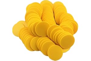 Smartdealspro Opaque Plastic Learning Counters Mini Poker Chips Games Tokens with Storage Box (Yellow, 40mm)