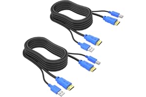 2 Packs USB HDMI KVM Cable 1.8m, MT-VIKI Twin 4K Cable for HDMI KVM Switch 6ft (HDMI to HDMI/USB A to USB B)