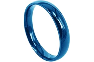 Everstone Women Titanium Ring Dome Shape Polished Anniversary Wedding Ring Blue Valentine Day Gift 4mm