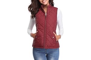 fuinloth Chaleco Mujer Acolchado Invierno sin Mangas Chalecos Exteriores sin Abrigo Ligero con Cremallera ​con Bolsillos