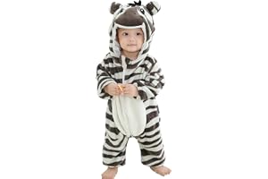 Jamron Unisex Baby Djur Sparkdräkt med Huva Spädbarn Vinter Flanell Onesies Jumpsuit 0-36 Månader