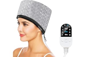 DEWEL Casque chauffant pour cheveux, 10 vitesses casque vapeur cheveux ajustable, Avec contrôle intelligent de la température et minuterie, bonnet chauffant cheveux soin, bonnet chauffant