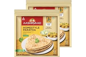 VEENAS Aashirvaad Homestyle Paratha | 360G | Flat Bread Dish | Breakfast Food | Ready to Eat | 100% Fresh | Indian Origin (Pack of 2)