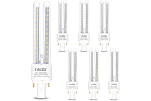 EXTRASTAR 2 Pines Bombillas LED PLC Tubo 2U,12W Equivalente a 96W, Maiz G24, 1200Lm, Blanco Cálido 3000K, No regulable Pack de 6