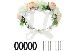 Kinsinder Blumenkranz Haare, Blumenkranz Haare Kinder, Blumenkranz Hochzeit Haarreifen Damen Blumen für Damen Hochzeit Zeremonie Festival Party (2)
