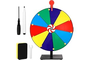 NQEUEPN 11.8in Spinning Prize Wheel Kit, 10 Slots Colorful Tabletop Spinner Raffle Wheel Spinner with Stand & Dry Eraser & Markers Roulette for Carnival Trade Show Win Fortune Spin Games