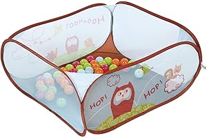 LUDI - Aire de Jeu à Balles Pop Up - Piscine à Balles “Chouette” Sécurisée, Structure Pop Up + 45 Balles Colorées - Facile à Ranger - À Partir de 6 Mois