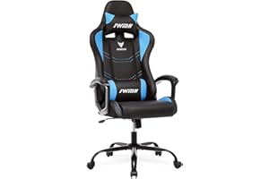 IWMH Chaise Gaming Chaise Gamer Ergonomique Fauteuil Gamer Haut Dossier Chaise de Jeu Siege Gamer Pivotant Hauteur Réglable Chaise d'ordinateur avec Accoudoirs Appui-tête Soutien Lombaire 150kg Bleu