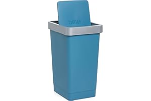 TATAY Cubo de Tapa Basculante Smart, 25L de Capacidad, Polipropileno, Libre de BPA, Bolsa Basura 30L, Color Ocean, Medidas 26 x 34 x 47 cm, Talla única