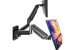 HUANUO Doppio Supporto a Parete per Schermi da 17 a 32 pollici, Supporto per Monitor a Parete con Pistone a Gas, Doppio Braccio per Monitor Supporto VESA 75/100 mm, capacità di carico 2-8kg