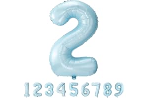 HPNPARTY Geburtstag zahlen luftballon 2 jahre Folienballon Kindergeburtstag Deko blau-Mädchen Junge Geburtstag 2 jahr 40" - 101cm Folienballon 2 jahre Geburtstags deko-fliegt mit Helium