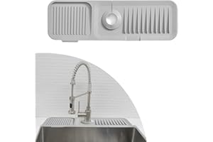 NiCoLa Silikon Wasserhahn Griff Tropffänger Tablett Küchenspüle Spritzschutz, Automatische Drainage Silikon Wasserhahn Matte für Küchentheke, Wand und Wasserhahn Bereich (Hellgrau)