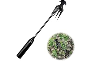 YEJAHY 1 désherbeur manuel en acier inoxydable avec long manche, pelle de jardin, outils de jardin pour enlever les mauvaises herbes