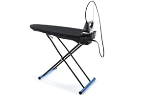 Tabla de Planchar con aspiración y extracción del Vapor, Mesa de Planchar Plegable Negra con Ruedas, Foxydry Vivo (Vivo Full Steam (Tabla de Planchar, Caldera y Plancha de Vapor)) 50x14x117 cm